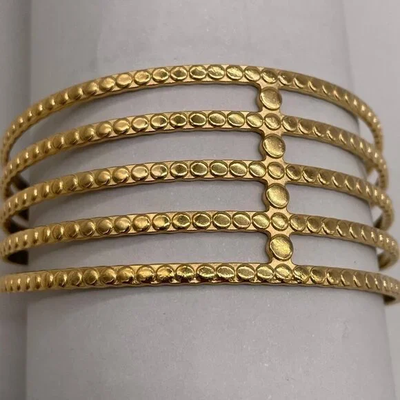 Openwork Cuff Bangle Bracelet Gold Tone Preppy Casual Going Out Evening - Picture 5 of 8